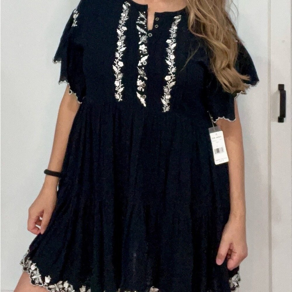 FREE PEOPLE Santiago Mini Dress Gauze Embroidered Cotton Size‎ Small, NWT's - Picture 11 of 11